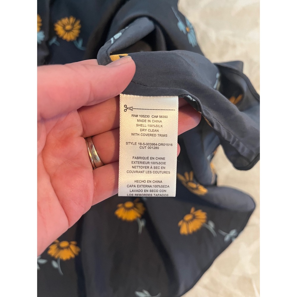 Equipment Femme Vivienne Silk Midi Dress Smokey Blue Floral Daisy size 6 - Picture 6 of 15